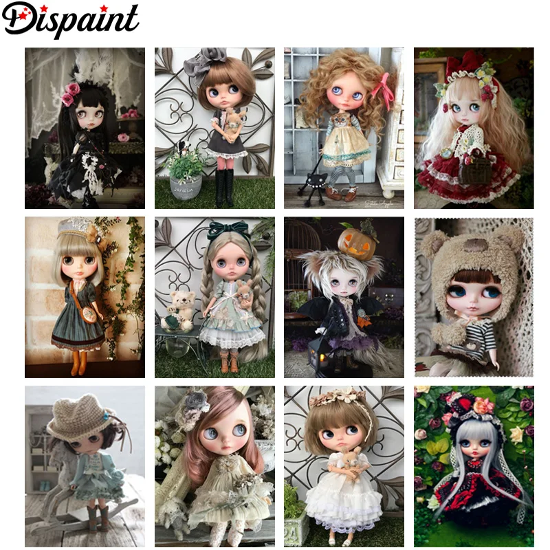

Полноразмерная/круглая Алмазная картина Dispaint 5D «сделай сам», вышивка крестиком «мультяшная девушка», 5D домашний декор, подарок