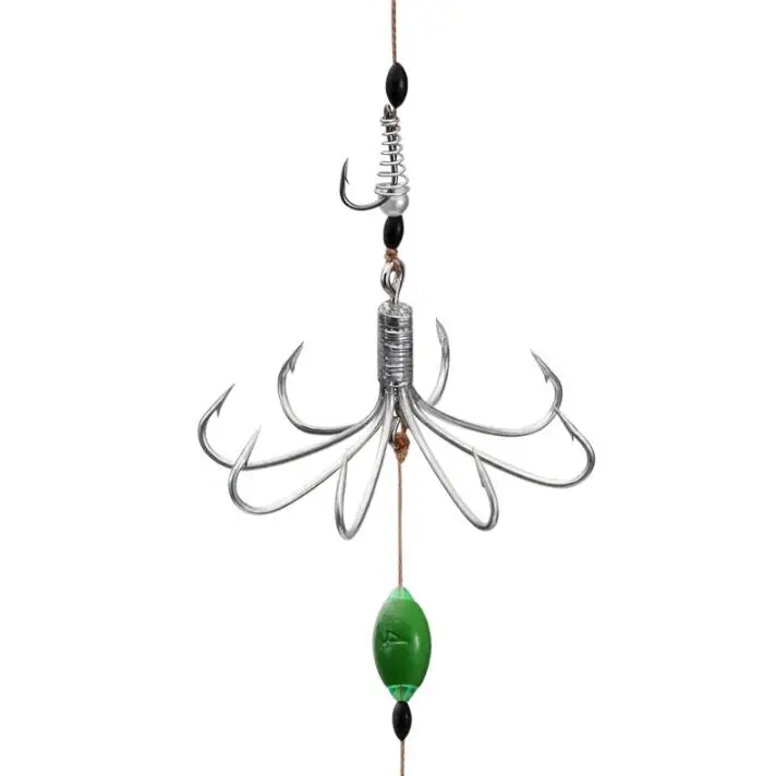 

New Style High Efficiency Easy Fishing Hook 9 Hooks with Sinker Carbon Steel Fishing Tackle Round Bent Treble Saltwater