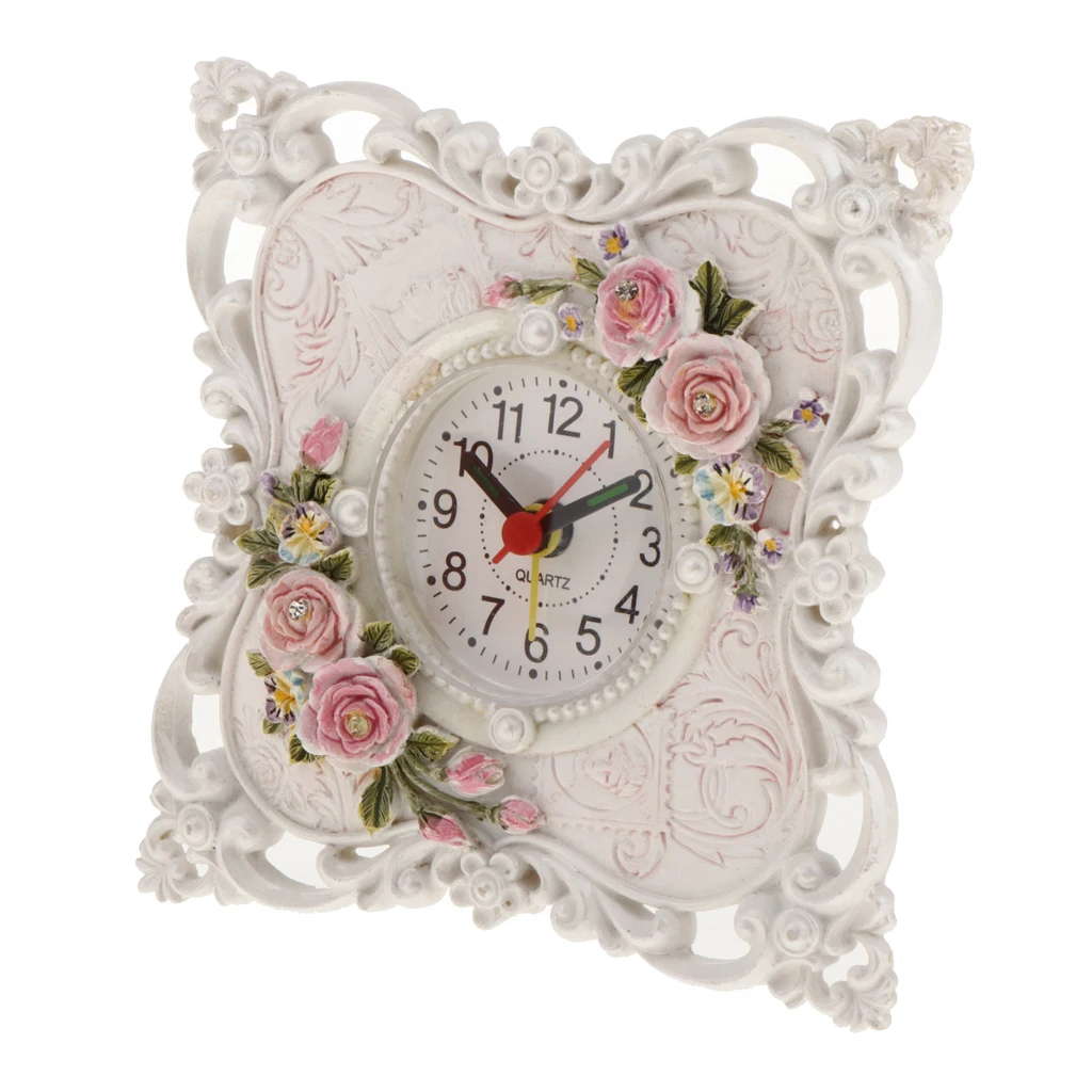 

Vintage Style Rose Flower Table Resin Electronic Clock Wedding Valentine's Day Decor