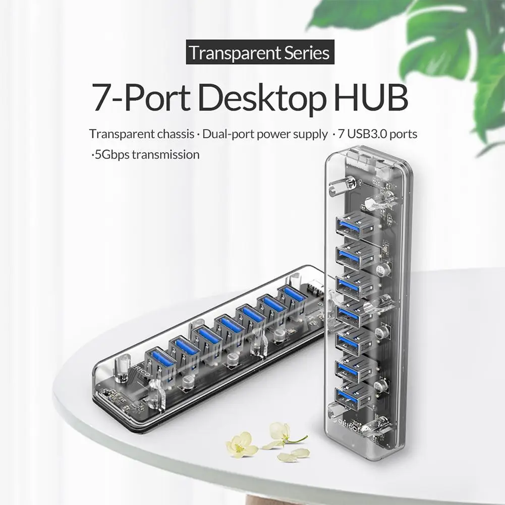 

F7U splitter 7 port USB full transparent hub computer notebook conversion one drag seven extension HUB