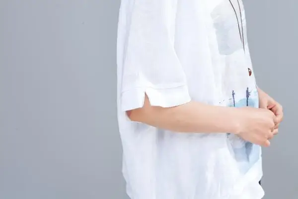 BUYKUD Women Cotton Blouse Shirt 2019 Female Clothing Short Sleeve Blusas O-Neck Grey Women's Blouses Print Casual Lady OL Top (2)