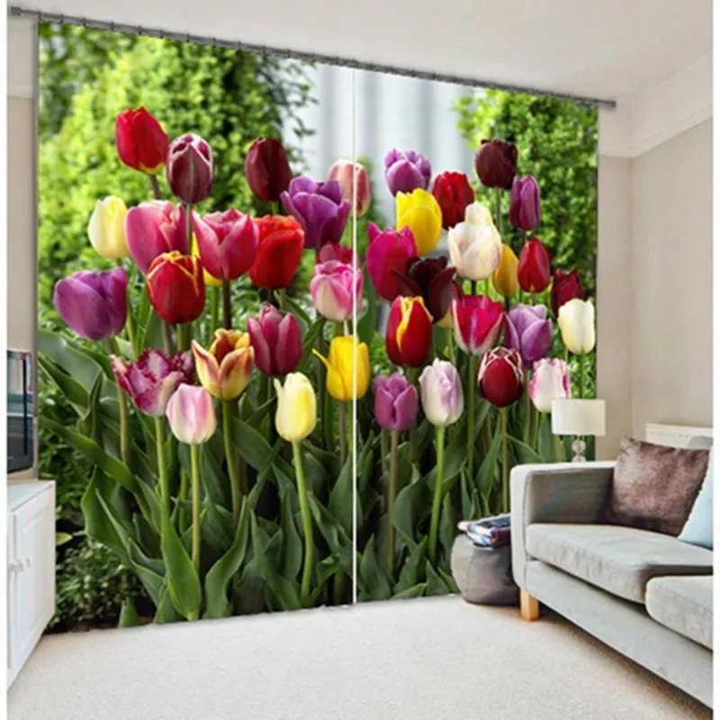

girl Bedroom Luxury Blackout 3D Window Curtains Living Room Cortinas Rideaux Customized size Beautiful flowers print pillowcase