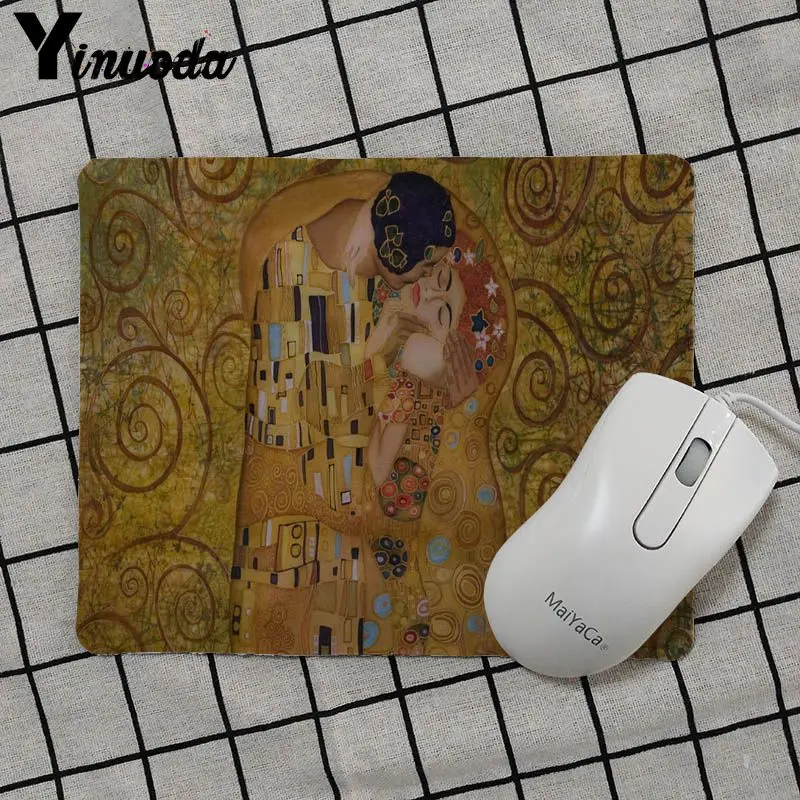 Yinuoda Поцелуй Густава Климта художественная живопись резиновая мышь прочный Настольный коврик для мыши резиновый ПК компьютерный игровой коврик для мыши Настольный коврик - Цвет: No Lock Edge25x29cm