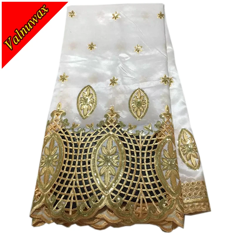 

High Quality Nigerian African George Lace Fabric White Color African Lace Fabric For Wedding Dress / Wedding Decoration