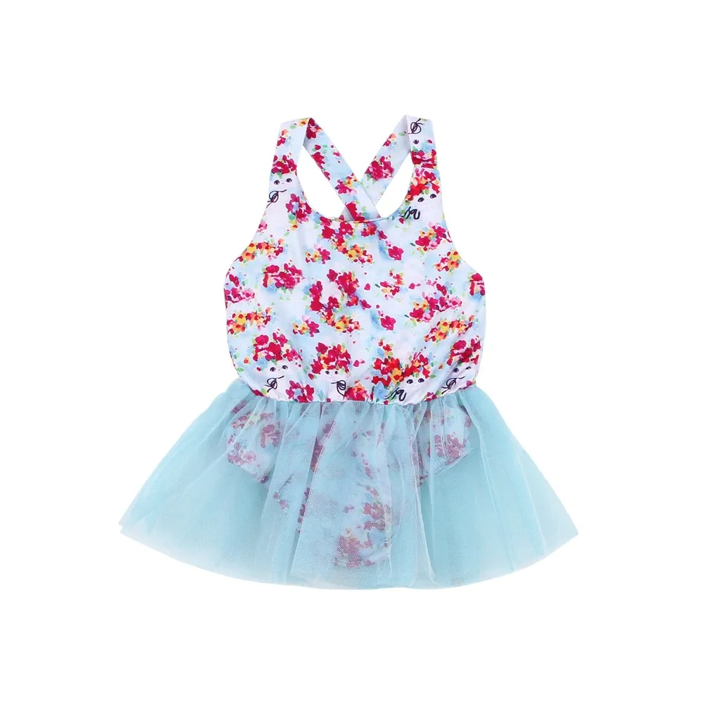

Newborn Baby Girls Tutu Body Dress Fashion Back Cross Infant Toddler Sleeveless Sunsuit Outfits Floral Print Kids Bebes Clothing