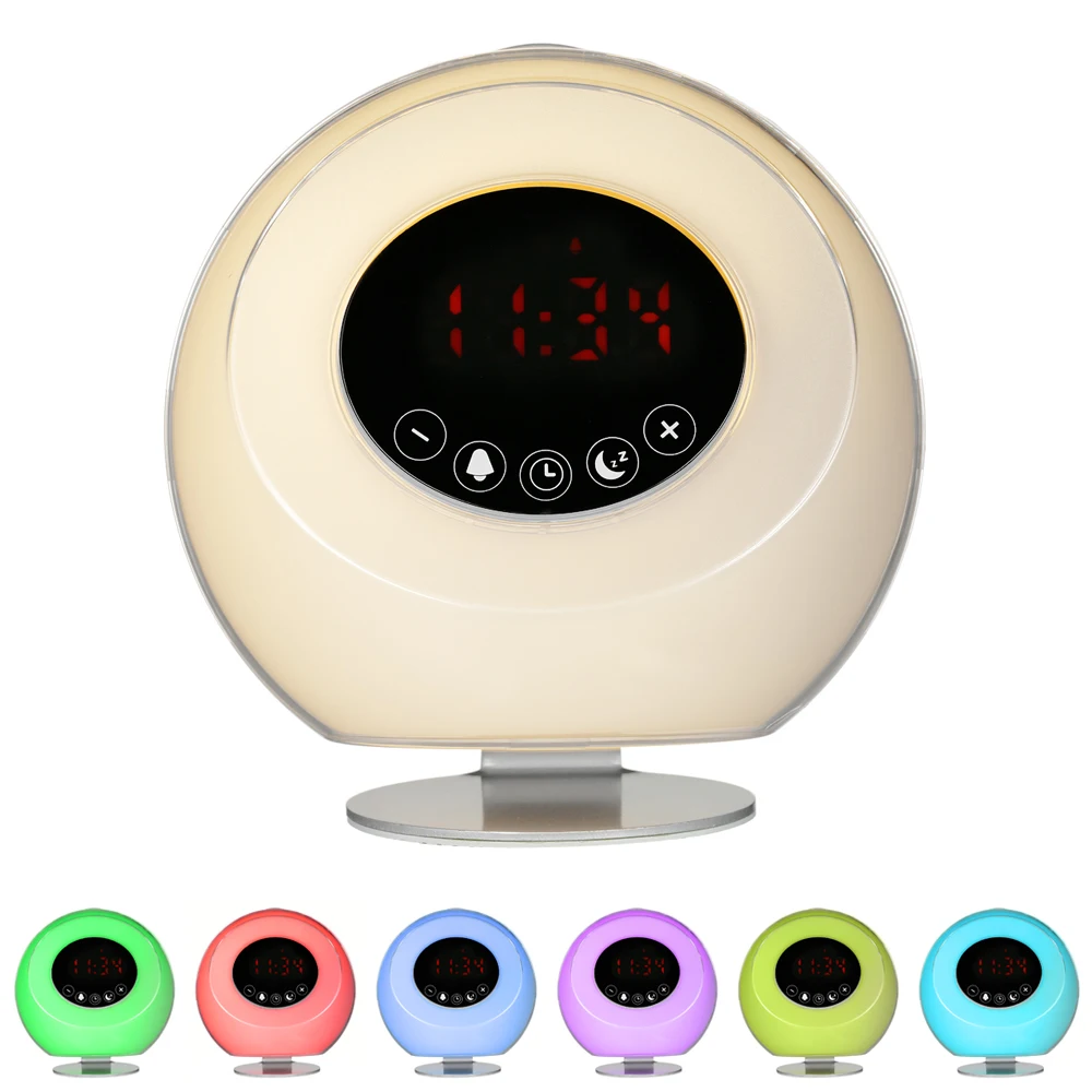 Wake Up Light Alarm Clock Sunrise/Sunset Simulation LED Digital Clock