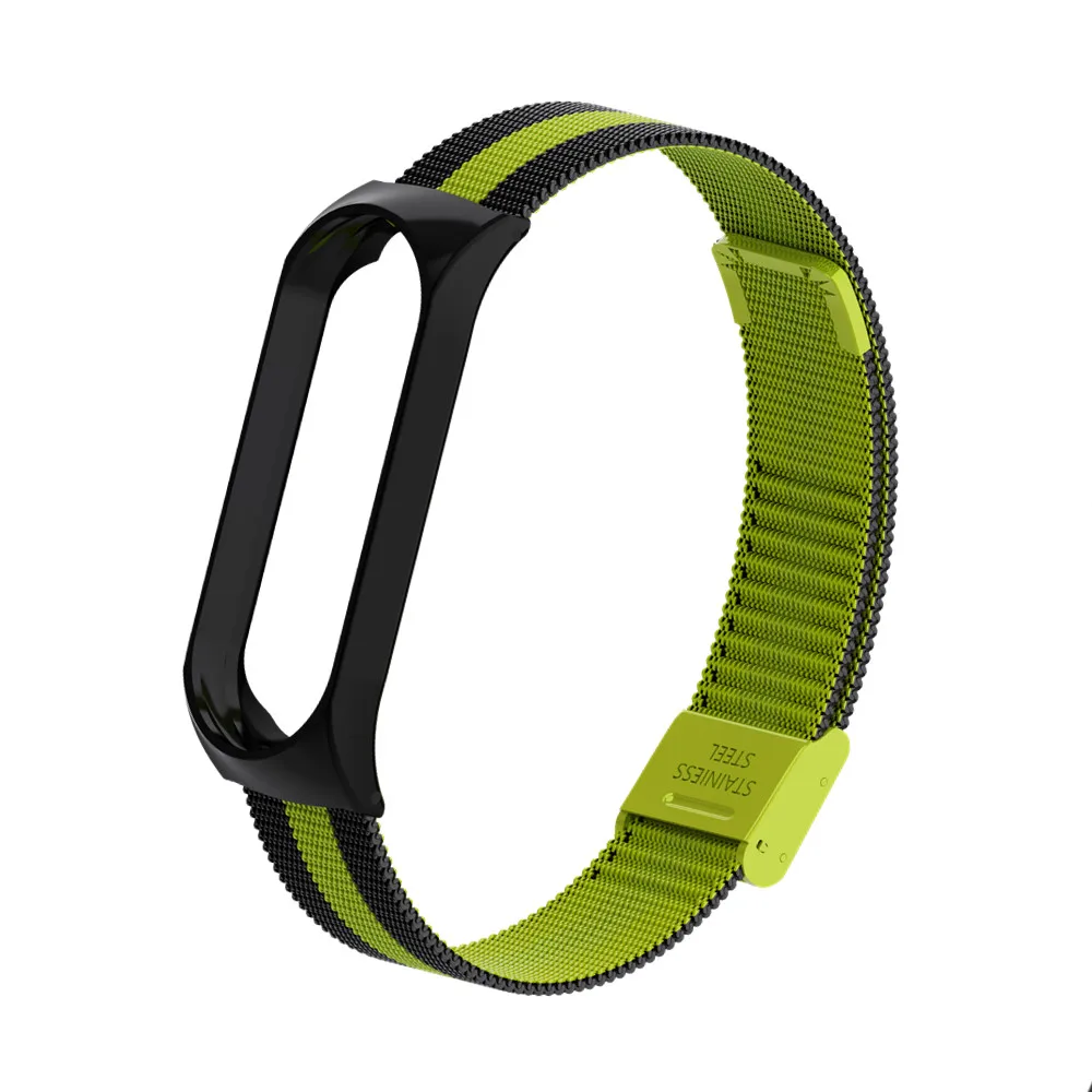 Браслет mi Band 4 3 металлический Безвинтовой браслет из нержавеющей стали браслет mi band 4 3 браслеты Pulseira для Xiaomi mi Band 4 3 ремешок - Цвет: Black green