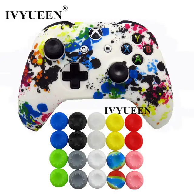 Best Price IVYUEEN Water Transfer Printing Camo Silicone Cover Skin Case for Xbox One X S Controller with 20 pcs Thumb Stick Grips Caps