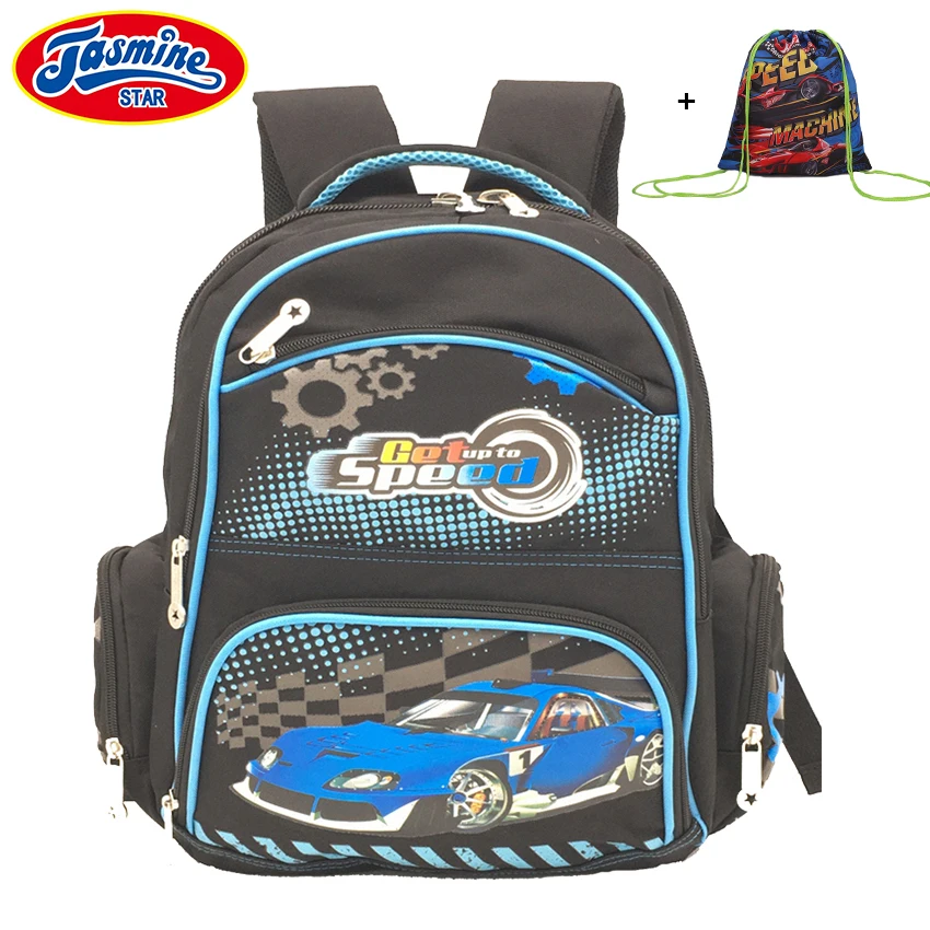 

JASMINESTAR Children's School Bag Large Orthopedic Backpack School Boys Student Grade 1-6 Cartoon Race Car School Bags For Boy