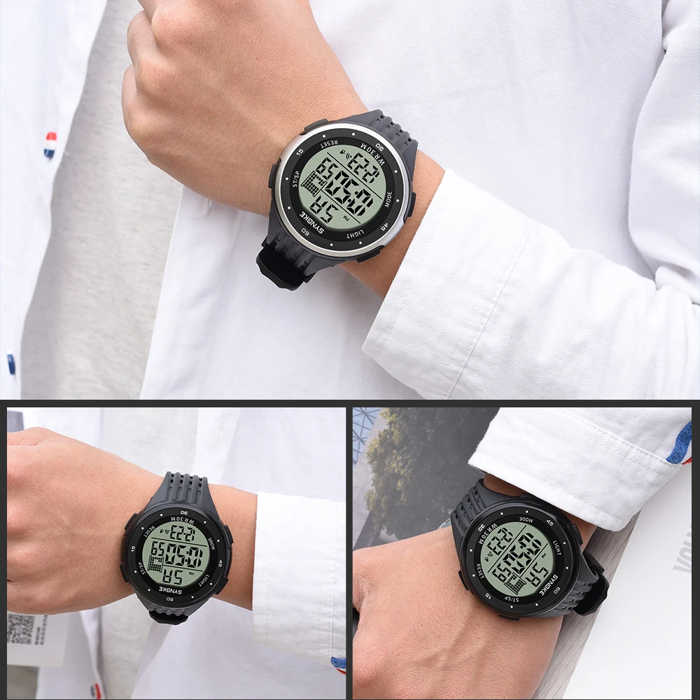 SYNOKE, мужские спортивные часы, цифровые, Reloj Hombre, модные, с сигнализацией, простые, для мальчиков, часы, цифровые, наручные, Led, Masculino, секундомер