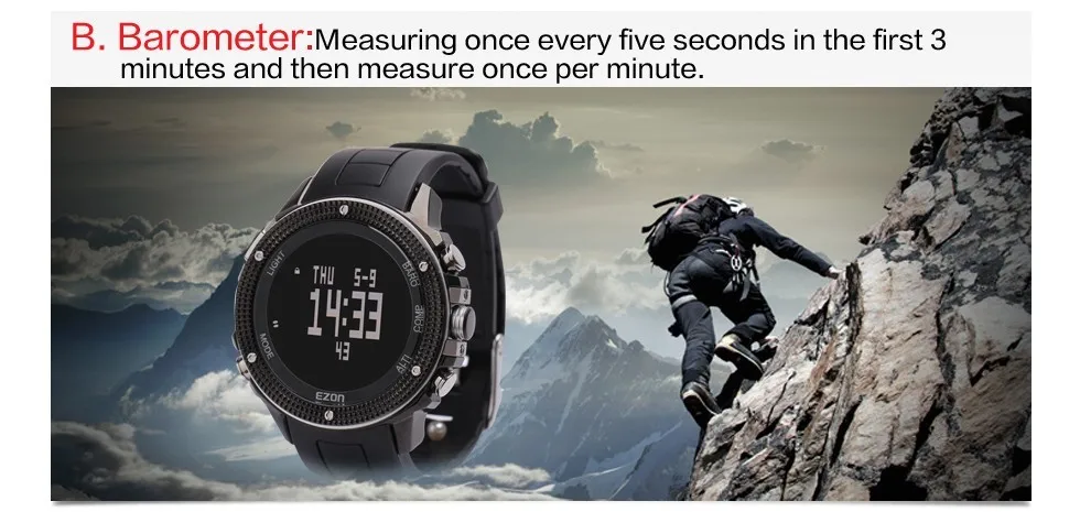 Известный бренд часы EZON H501 Открытый Пешие прогулки альтиметр компас барометр большой циферблат спортивные часы для мужчин