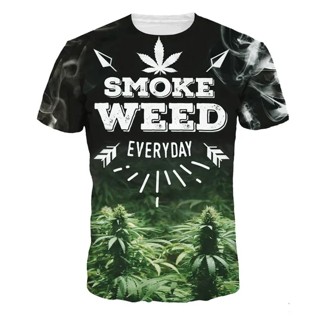 Hot Cheap smoke weed T Shirts Men 3D Print green cactus Funny Top Tees