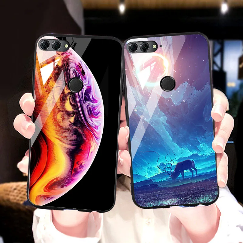

Tempered Glass Case For Huawei honor 7C Case Silicone HD Star Space Pattern Cases For Huawei Honor 7A Pro Back Cover AUM-L41
