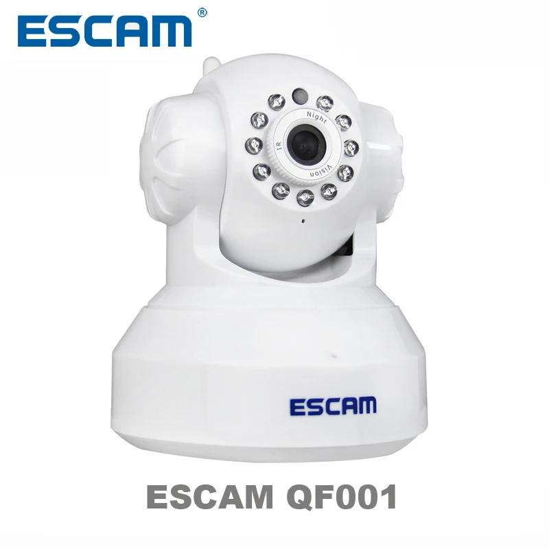 ESCAM QF001 with Plug&Play P2P Wireless WiFi Pan Tilt IR Cut Two Way Audio Micro SD Card Slot 720P HD onvif IP CAMERA 720p hd ip camera wireless wifi pan tilt two way audio p2p ir cut onvif cloud night vision micro sd card security cctv camera
