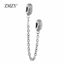 ZMZY 100% Auténticos 925 Encantos de Plata de ley Completo CZ Crystal Beads Fit Pandora Pulsera para Las Mujeres DIY Joyería de Cadena de Seguridad