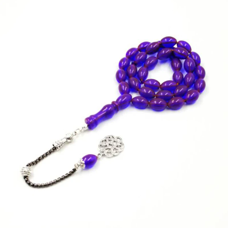 Purple Resin Tasbih 33 Beads Muslim rosary Metal tassel Special Misbaha Islam bracelet Man's tesbih