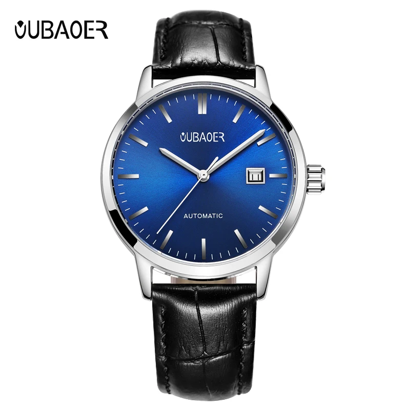 Новые мужские наручные часы OUBAOER повседневные из нержавеющей стали автоматические механические часы мужские reloj hombre