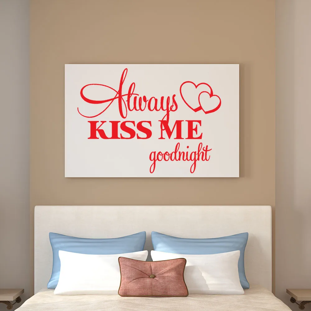 Always Kiss Me Goodnight Home Decor Wall Sticker Decal Bedroom Vinyl