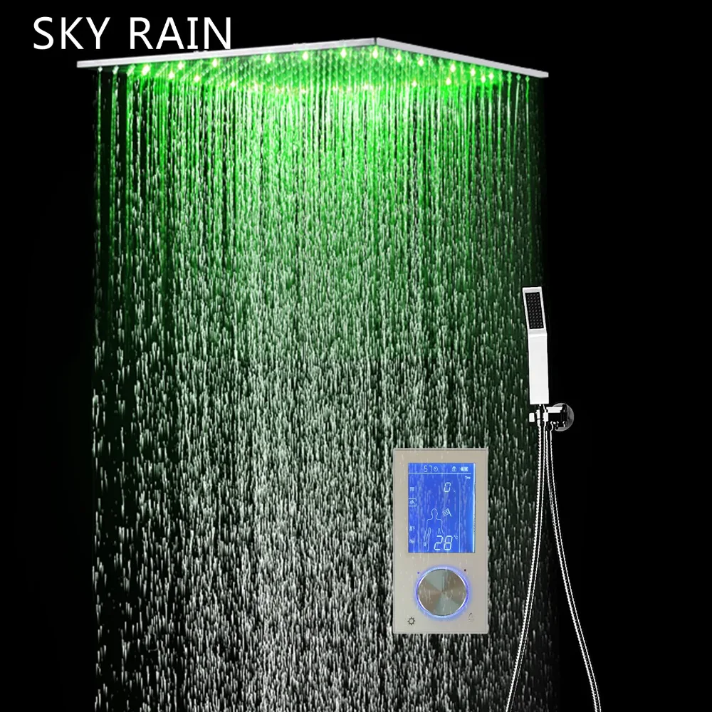 Us 646 1 65 Off Smart Digital Screen Touch Controller Thermostatic Valve Shower Set Ceiling Mounted Rainfall Shower Head In Shower System From Home