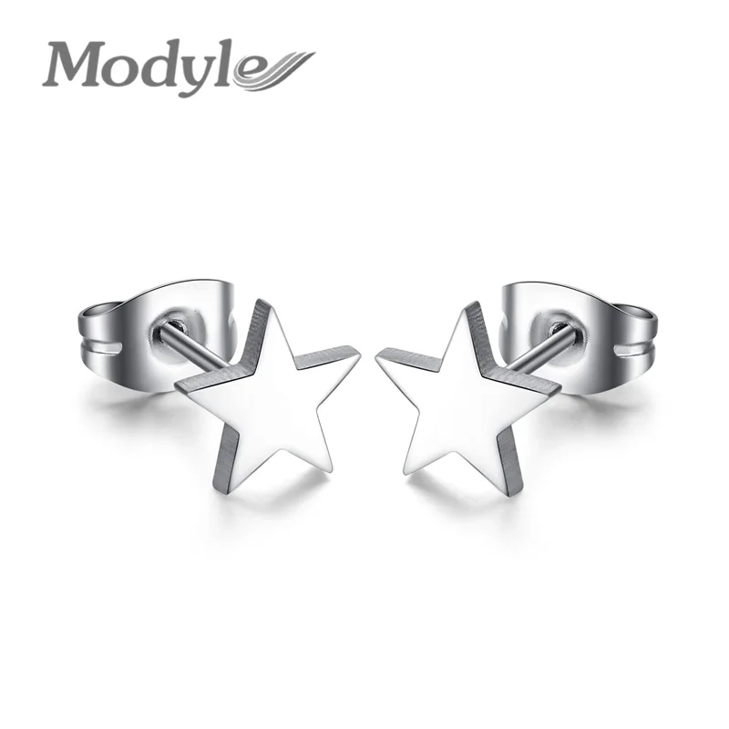 2021 новые модные серьги-гвоздики со звездой Modyle милые серьги из нержавеющей стали