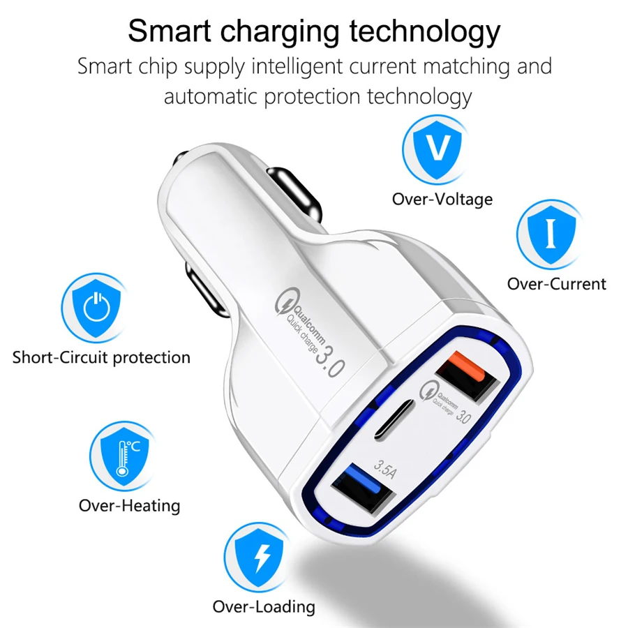 Dual USB Car Charger Quick Charge 3.0 Phone Charger Type C Fast Charge For iPhone X 8 Plus SAMSUNG Note 9 HUAWEI Nexus 5X 6P (9)