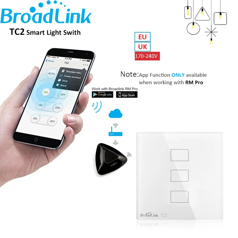 Broadlink TC2 1/2/3 настенный светильник сенсорная панель стандарт Великобритании ЕС RF 433