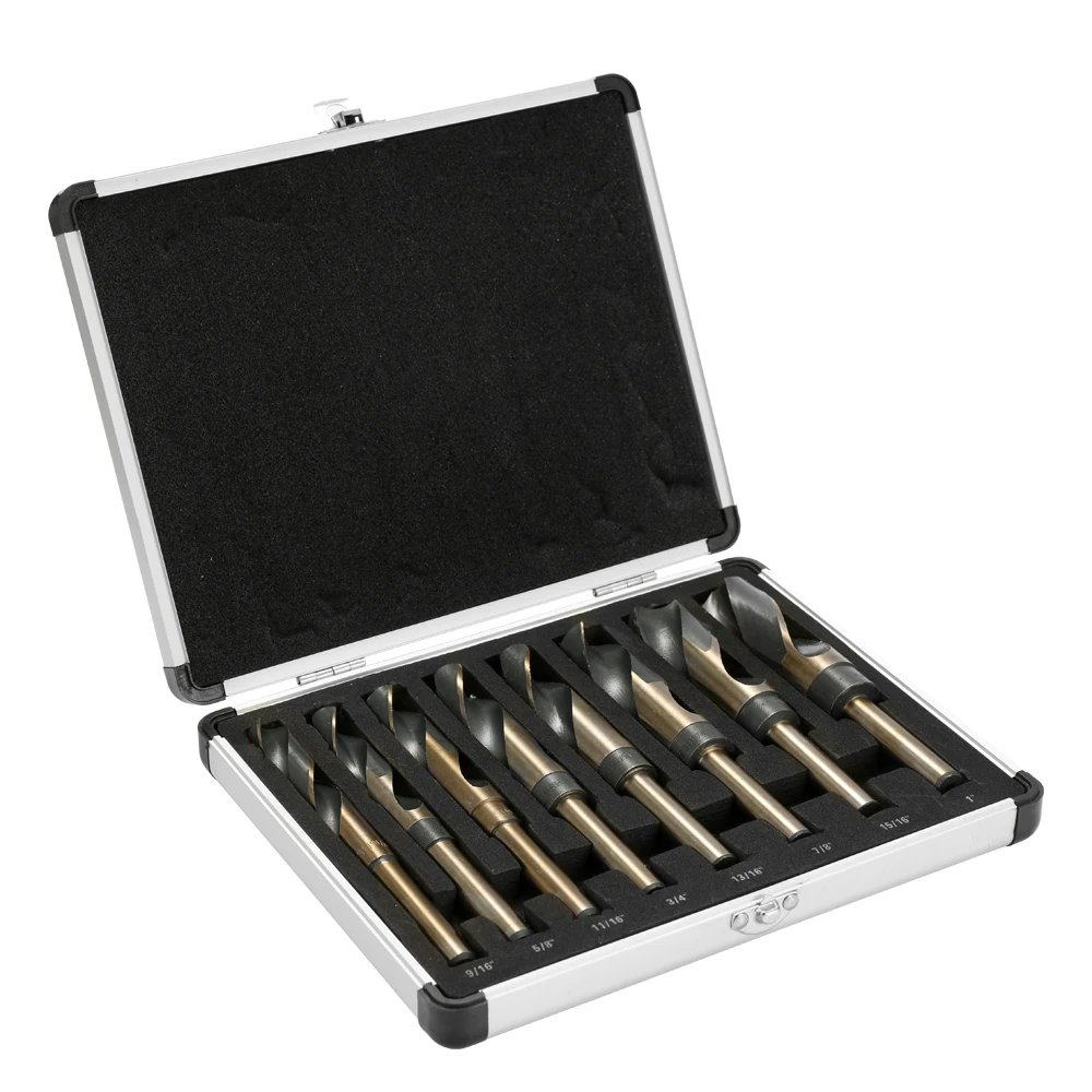 

8-Piece Inch Drill Bit Twist Drill Small Handle Bit High Speed Steel Shank Twist Drill with Aluminum Box Drill Bits Set