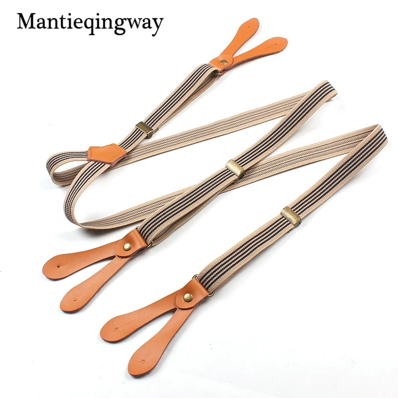 Mantieqingway Brand Striped Suspenders Men Elastic Y back 2cm