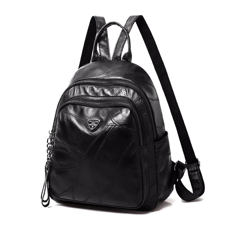 

woman 2018 genuine leather backpacks Casual Fashion color black for school female school bags