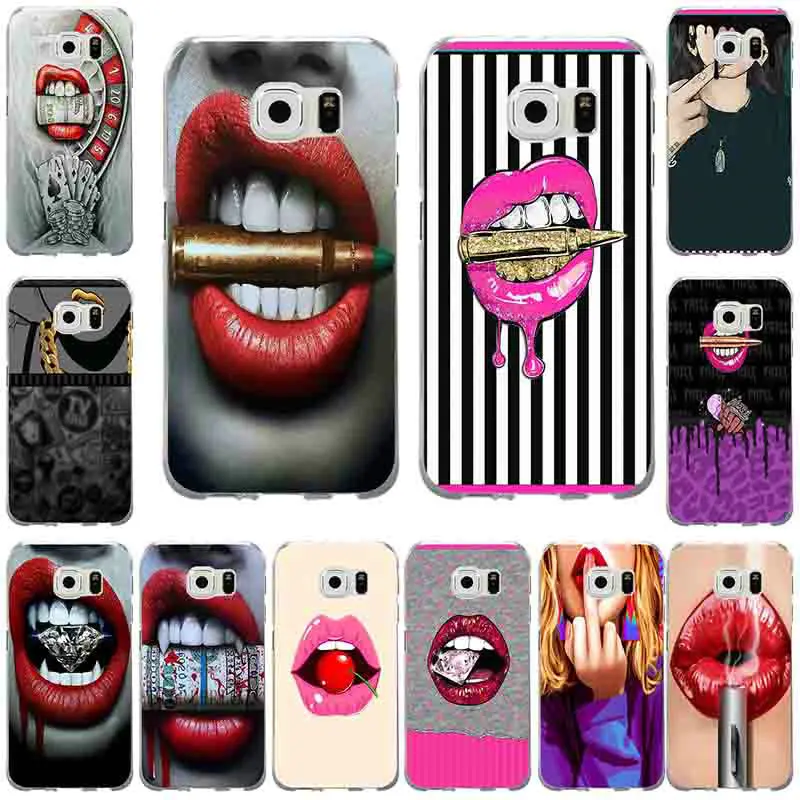 

Soft Mobile Phone Cases for Samsung Galaxy S3 S4 S5 Mini S6 S7 S8 S9 S10 Edge Plus Lite Note 5 8 9 Sexy Lipstick Lips Sweet Girl