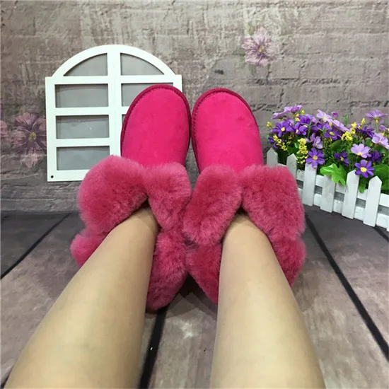 Г., модные женские зимние классические ботинки из натуральной овечьей кожи женские зимние ботинки обувь наивысшего качества - Цвет: hot pink