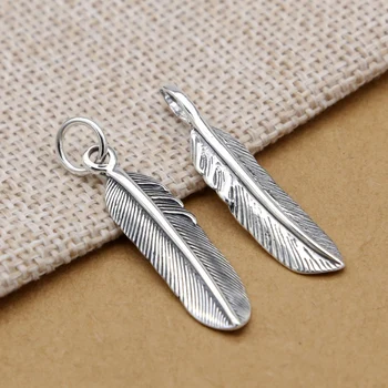 

Solid Sterling Silver 925 Small Feather Pendant Charms For Necklace Bracelet Vintage Indian Style Fancy Silver 925 Charms DIY