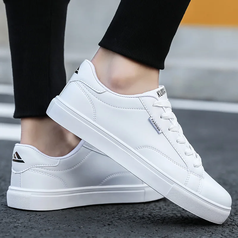 Men vulcanized shoes white sneakers men flats sport shoes 2019 autumn leisure comfort Korean version