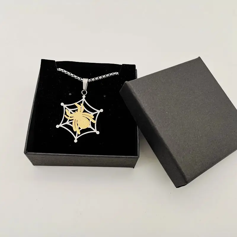 2019 New Fashion jewelry necklace men 316 Stainless steel hip hop spider net charm necklace for men stylish jewelry BLKN0120