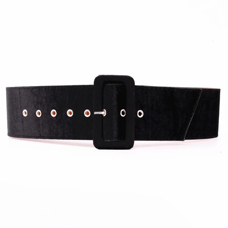 

New fashion ladies wide belts black red cloth coat for girl velvet belt pin buckle vintage best dress fabric women's waistband