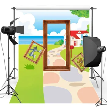 

Cartoon Cat Vinyl Photography Background For Children New Fabric Flannel Backdrop For Newborn photo studio S1929