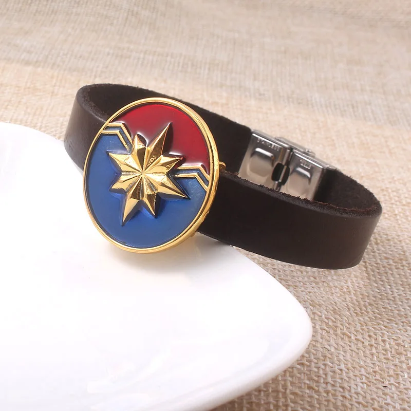 Avengers Bangles Bracelets Doctor Strange Eye of Agamotto Iron Man Arc Reactor Captain Marvel Thanos Leather Rope Bracelet Gift