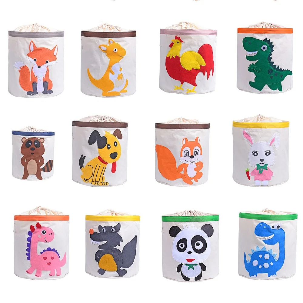 

large folding Cute Cartoon Animal storage bag Kids Toys Organizer Clothes Laundry Basket Waterproof Toy Storage Box with Cover