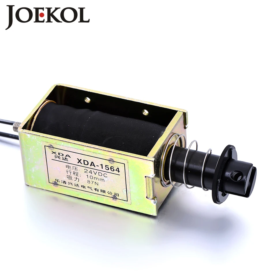 

JK-1578 DC 12V or 24V push-pull Type Open Frame Linear DC Solenoid Electromagnet Suction 87N 10mm Holding