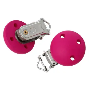 

Wood Pacifier Clip Round Fuchsia 3 Holes 4.4cm x 29mm,5 PCs new