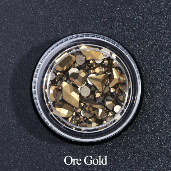 1 коробка Смешанные 3D Стразы Украшения для дизайна ногтей Кристальные драгоценные камни ювелирные изделия золотые AB блестящие камни очаровательные стеклянные маникюрные аксессуары TR768 - Цвет: Ore Gold