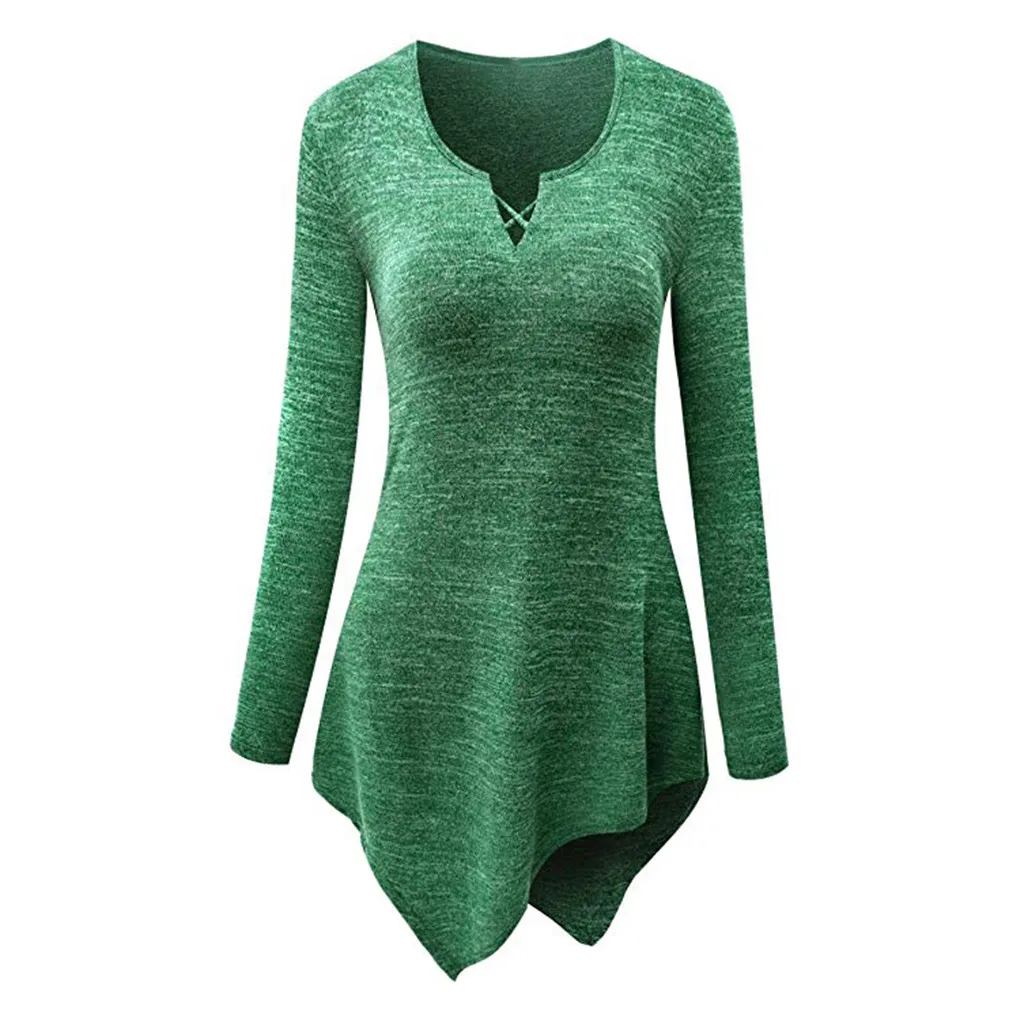 

T-shirt Women's long sleeve girls casual Shirt Top Female Workout Tops Sports Wear For Fitness V neck ladies t-shirt