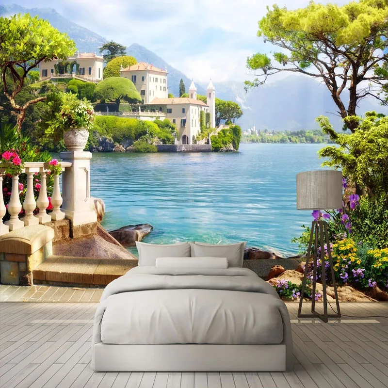 Photo Wallpaper 3D Garden Lake Scenery Murals Living Room TV Sofa Background Wall Painting Modern Home Decor Wall Paper For Wall