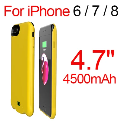 4500 мАч 7000 аккумулятор для телефона, мАч чехол для iPhone 6 6s 7 8 Plus power Bank чехол для зарядки резервного аккумулятора зарядное устройство чехол для телефона - Цвет: Yellow i6 i6s i7 i8