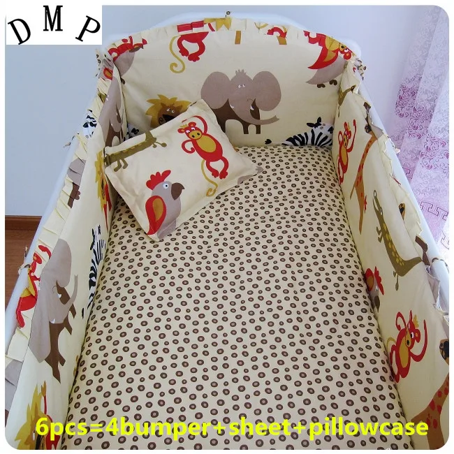 

Promotion! 6pcs Baby crib bedding sets Baby Boy Cot Crib Bedding Set (bumpers+sheet+pillow cover)
