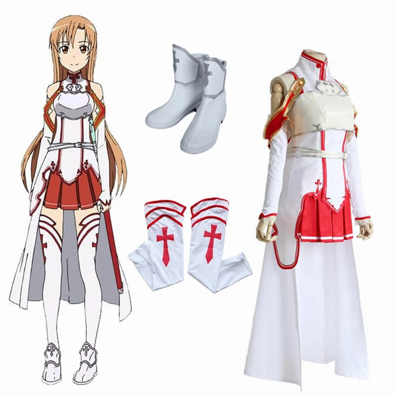 Аниме Sword Art Online платье Асуна Юки костюмы для косплея Униформа на Хэллоуин SAO Asuna