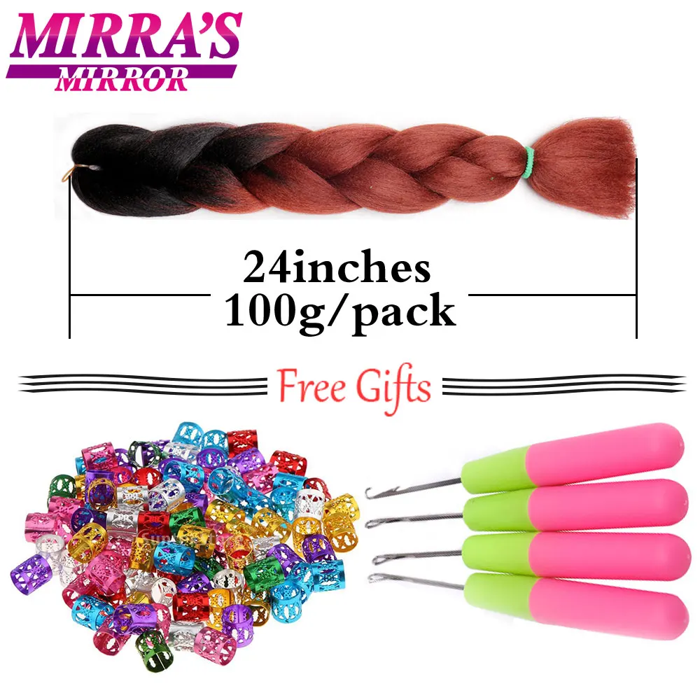 Mirra’s Mirror 5pcs Jumbo Braid Hair Crochet Braids Synthetic Hair Ombre Braiding Hair Extensions Three Tone 24inches