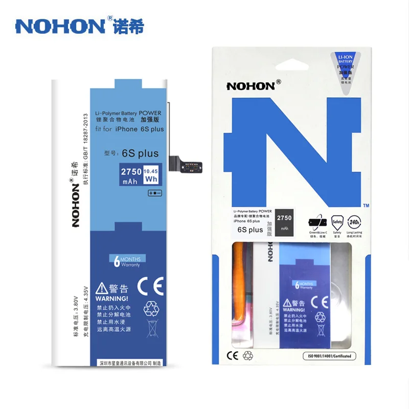 

NOHON Battery For iPhone 6SPlus 2750mAh Bateria Phone Replacement Batterie For Battery Apple 6SPlus High Capacity Batarya