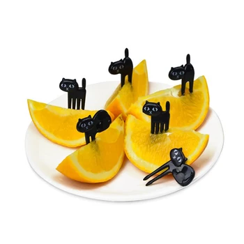 

Creative Fruit Forks Lovely Cartoon Cat Fruit Stick Household Piano Cake Dessert Fork Set Food Grade Bento Decoration Stick 1set