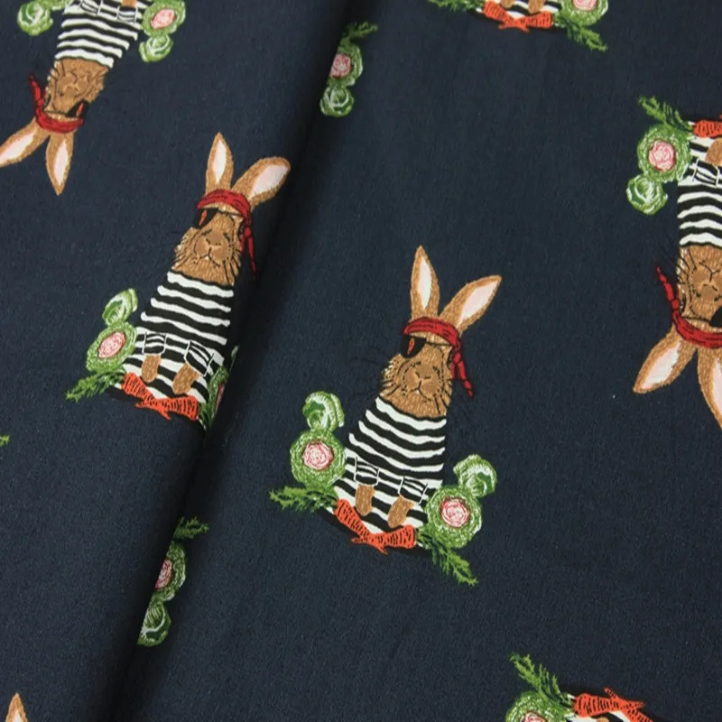 

140cm Wdith Rabbit Print High Density Cotton Fabric for Girl Clothes Bedding Set Hometextile Cushion Cover Sewing-BK195